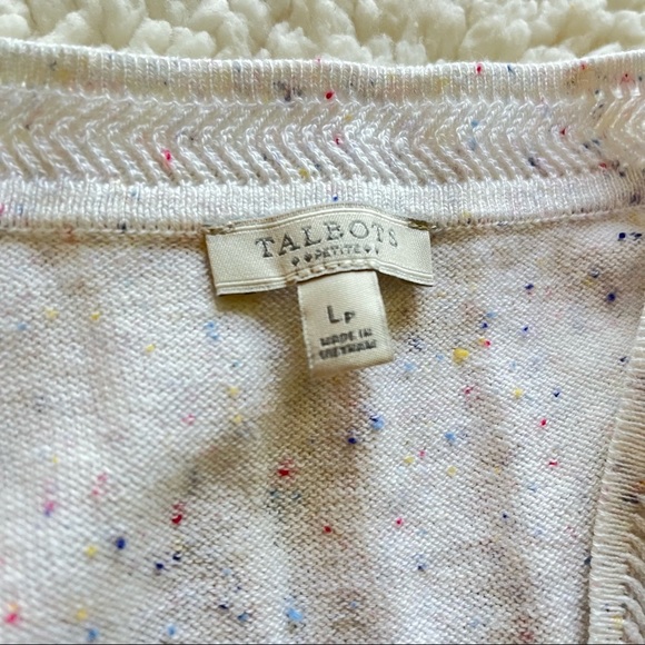 Cream colored TALBOTS Speckled Rainbow v-neck knit sweater - Picture 9 of 11